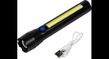 Hofftech Tactical zaklamp - LED en COB - oplaadbaar - 166 mm - 100/150 lumen - 1500 m bereik