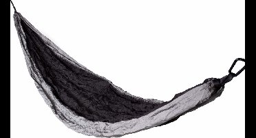 Benson Ultralichte hangmat - scheurbestendig nylon - 275x140 cm - grijs/zwart - inclusief bevestigingsset