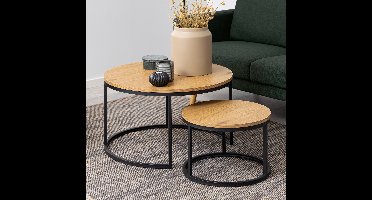 Sohome Salontafel Margalit Set van 2 stuks, Eiken - Rond