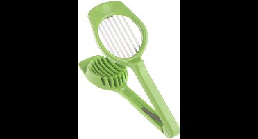 Multifunctionele eiersnijder - Champion Champignonsnijder - Kiwisnijder - Aardbeiensnijder - Fruitsnijder - RVS - Groen