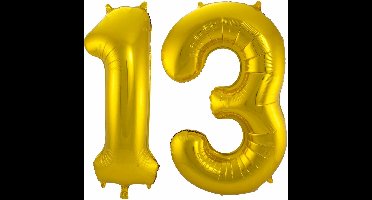 Folat Folie ballonnen - 13 jaar cijfer - goud - 86 cm - leeftijd feestartikelen - versiering