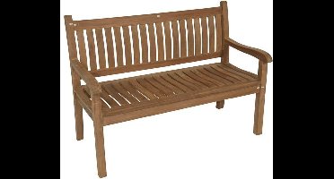 Lesliliving - Tuinbank Teak 2-persoons - gebogen rug - 130cm - Bruin