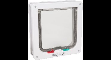 Karlie Flamingo Poezendeur kattenluik 4-weg - wit - poezendeur - schuifknop met 4 standen - magneetsluiting -