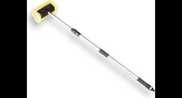 Wasborstel waterdoorlatend 25 cm met hoek, zijborstel en telescoopsteel aluminium 119 - 194 cm
