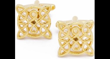 Manchetknopen - Vierkant Open Patroon Goud