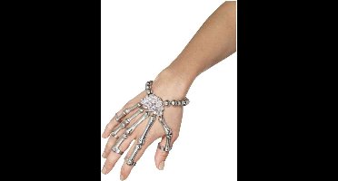 Smiffys - Skeleton Hand Kostuum Armband - Zilverkleurig