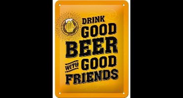 Drink Good Beer Metalen wandbord in reliëf 15 x 20 cm.