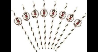 Smiffys Feestdecoratie Santoro Gorjuss Ruby Straws Wit/Zwart