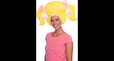 Blond Haar met Roze Strikjes Schuim Pruik