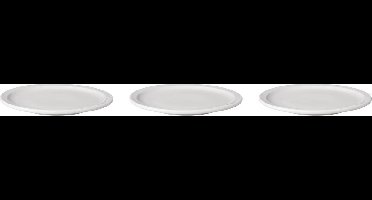 Mammoet - Budgetline - Bord - Smalle rand - 3 stuks - ø 24 cm - Wit - Porselein