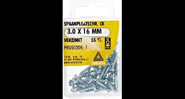 Spaanplaatschroeven Clinderkop Pozidriv Verzinkt 3.0x16mm