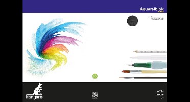 Kangaro aquarelpapier - A2 - zwart - 300 grams - 12 vel - zuurvrij - aquarelblok - tekenblok - K-5314