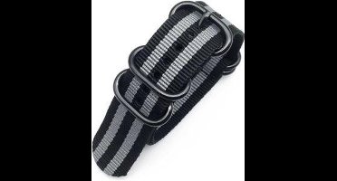 Premium James Bond - Zulu Nato strap 24mm - Horlogeband Zwart Grijs