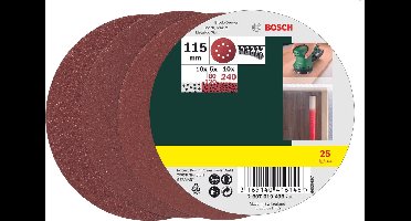 Bosch 25-delige schuurbladenset voor excenterschuurmachines 115 mm - korrel 80; 120; 240