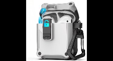 Case geschikt voor Apple AirPods 1 & AirPod 2 Hoesje - Waterdicht - 100% Shockproof Case - Vergrendelknop - Wit