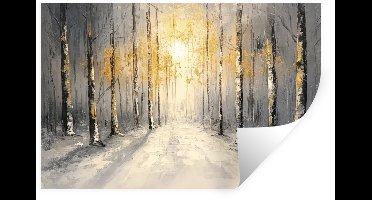 Muurstickers - Sticker Folie - Winter - Abstract - Sneeuw - Natuur - Zon - 30x20 cm - Plakfolie - Muurstickers Kinderkamer - Zelfklevend Behang - Zelfklevend behangpapier - Stickerfolie