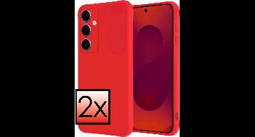 Hoesje - 2 Stuks - Geschikt voor Samsung Galaxy S25 - Sterk & Shockproof - Case Siliconen - Back Cover - Telefoon Hoes - Rood