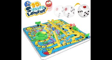 Mr. Broccoli 3D Snakes & Ladders - Slangen en Trappen met 3D Speelbord - Bordspel voor Kinderen - 2 tot 4 Spelers