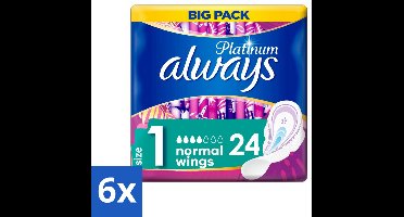 Always Platinum - Maandverband - Maat 1 - Normal Wings - Big Pack - 24 Pads - Voordeelverpakking - 6 stuks