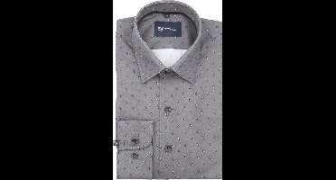 Suitable Overhemd Paisley Antraciet - Maat 40 - Heren - Casual Shirt