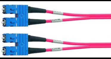 Telegärtner 100011800 Glasvezel Optische vezel Aansluitkabel 2.00 m Violet [1x SC-stekker - 1x SC-stekker] 50/125 µ Mul