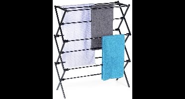 Droogrek Staand Metaal Zwart Verticaal Intrekbaar 47-78x94 cm - Droogtoren - Wasrek - Washanger