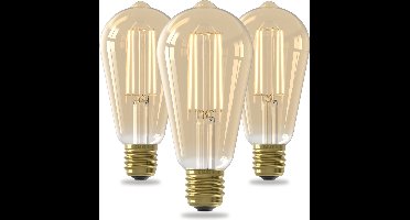 Calex Filament LED Lamp - Set van 3 stuks - Rustiek Vintage Lichtbron - E27 - Goud - Warm Wit Licht - Dimbaar