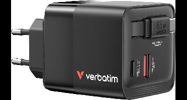 Verbatim GaN Wandlader 65W 2-Poorten EU/VK/VS Adapter