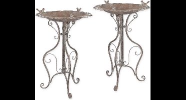 Set van 2 - Klassiek vogelbad - Verweerd grijs - 72,5 cm hoog