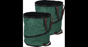Progarden pop- 2x -up tuinafvalzak - opvouwbaar - rond - groen - 165 liter - bladeren opruimen