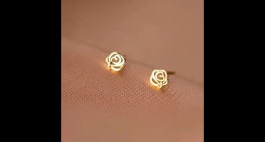 Gading®Oorknopjes zilveren dames - Oorknoppen met roos- goudkleurig oorknoppen-6mm - 925 zilver