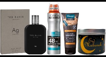 Ted Baker Cadeauset Ramadan Suikerfeest Men Eau de Toilette Ag Silver, Men Expert & Kneipp - Men Expert Deo Spray 150 ml Fresh Extreme - Kneipp Mini 75 ml Douche Men 2-in-1 Warm Woods - Ted Baker Eau de Toilette Men 100 ml Ag Silver