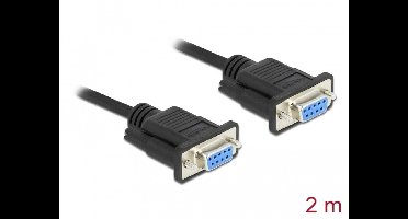Delock Serial Cable RS-232 D-Sub 9 female to female null modem with narrow plug housing - Full Handshaking - 2 m