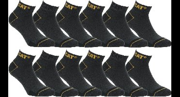 Caterpillar 12 Paar Werksokken Heren, Enkelhoogte - Versterkt op Hiel en Teen - Katoen Grijs, 39-42