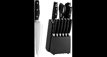 ApexArte® Messenset met Blok - Messensets - Messenblok - Koksmessen - Keukenmessen Set - RVS - Super Scherp - Zwart