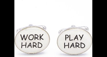 Manchetknopen - Work Hard Play Hard Tekst