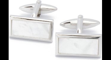 Manchetknopen - Rechthoek Wit Parelmoer Mother of Pearl