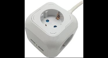 V-TAC VT-1154-2 Adapters & Stopcontacten - 4 Ways - Cube USB Verlengstekkerdoos - IP20 - Wit - 1,4 m draad