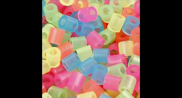Strijkkralen, afm 5x5 mm, gatgrootte 2,5 mm , neon kleuren, 1100 div