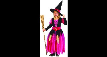 Vegaoo - Zwarte en roze heksenjurk voor meisjes