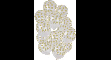 Folat - Ballonnen Stippen Goudkleurig Transparant 30 cm - 15 stuks
