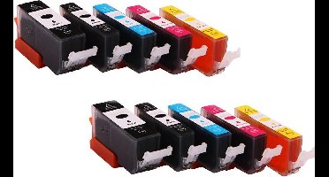 Set 10x ABC huismerk inkt cartridge geschikt voor Canon PGI-525 CLI-526 Pixma IP-4850 IP-4950 MG-5140 MG-5150 MG-5240 MG-5250 MG-5340 MG-5350 MG-6150 MG-6250 MG-8150 MG-8240 MG-8250 MX-710 MX-715 MX885