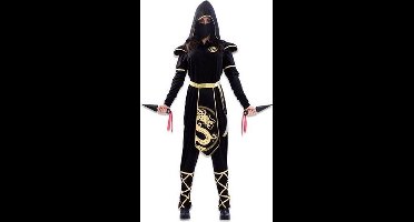 Witbaard Verkleedpak Ninja Dames Polyester Zwart/goud Mt M/l