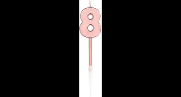 Folat - Verjaardagskaars 8 Roségoud Metallic