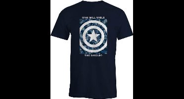 Marvel - Captain America - Navy Men's T-shirt - Who will wield the shield? - L