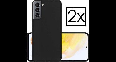 Hoesje - 2 Stuks - Geschikt voor Samsung Galaxy S21 Plus - Sterk & Shockproof - Case Siliconen - Back Cover - Telefoon Hoes - Zwart