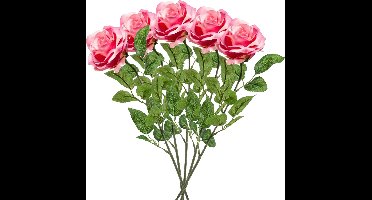 Emerald Kunstbloem roos Marleen - 5x - roze - 63 cm - decoratie bloemen