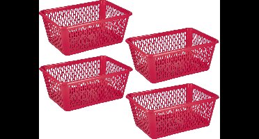 Plasticforte opbergmand/kastmandje - 4x - 6,5 liter - fuchsia roze - kunststof - 20 x 30 x 11 cm