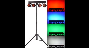 Qtx oplaadbare LED par bar met 4 RGBW lampen en statief
