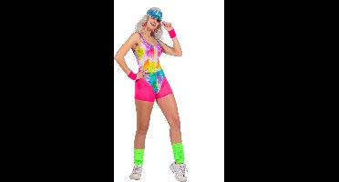 Wilbers & Wilbers - Jaren 80 & 90 Kostuum - Fitness Jaren 90 Alecia Dance - Vrouw - Roze, Multicolor - Maat 38 - Carnavalskleding - Verkleedkleding